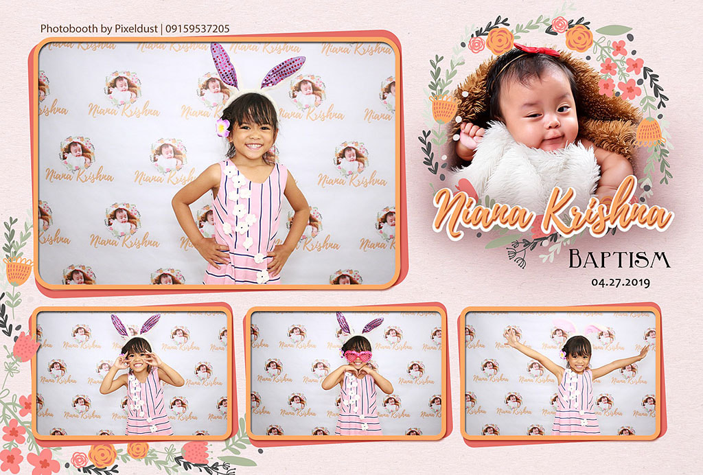 Floral themed photobooth with Tarp Backdrop
